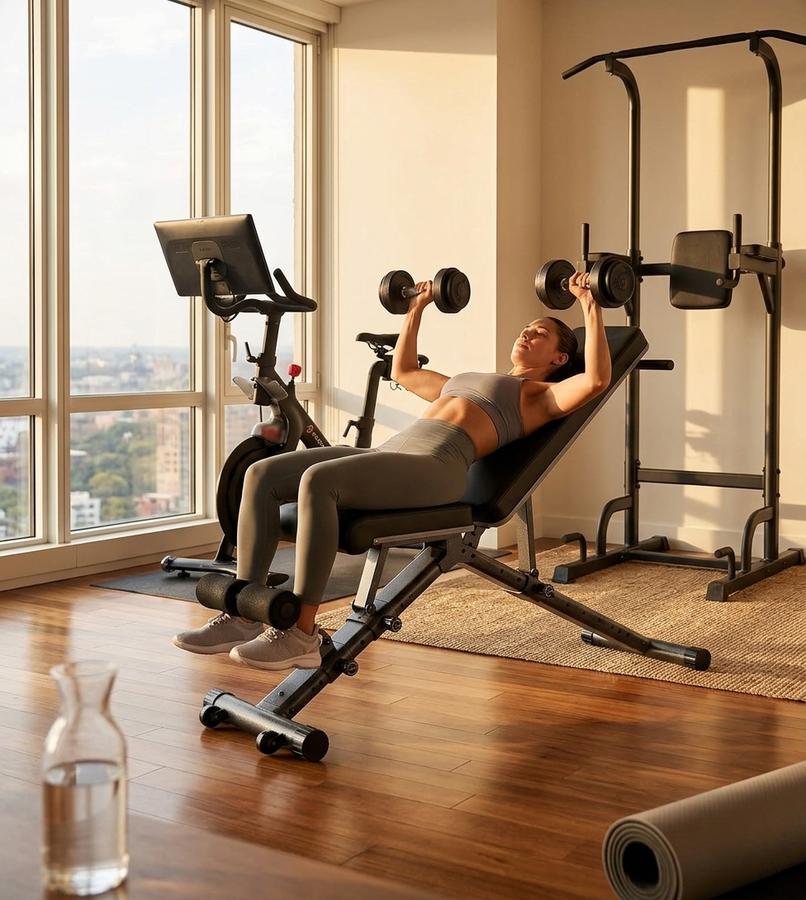 BARWING bench in a home gym setup