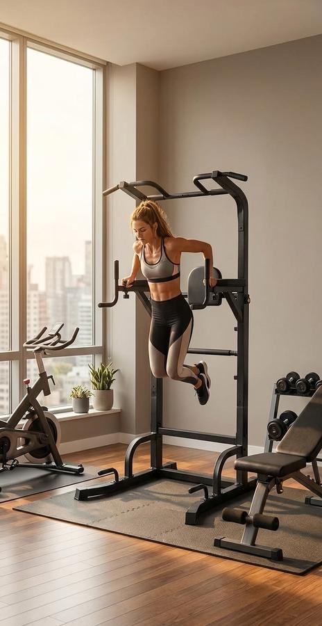 BARWING 550 LBS Power Tower in studio apartment